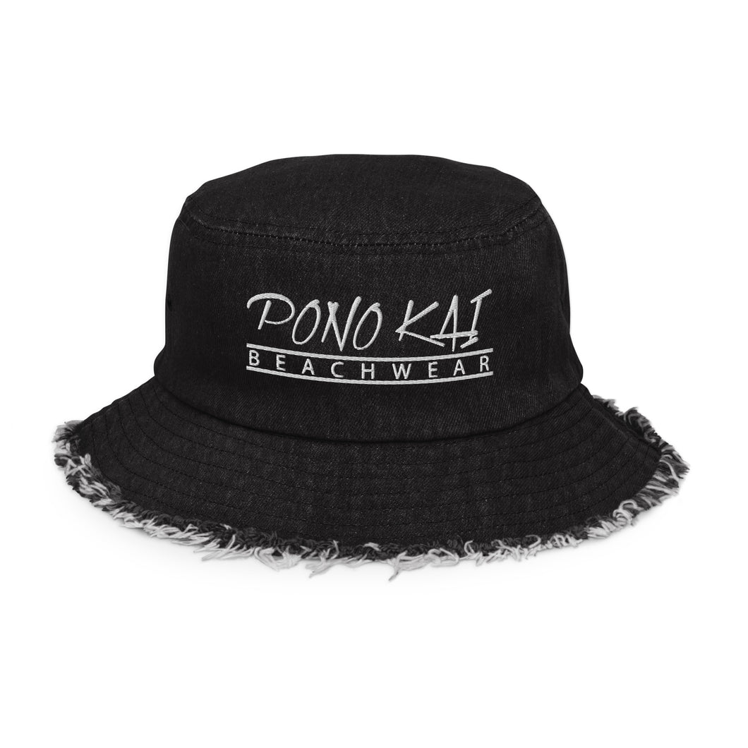 Pono Kai Distressed Denim Bucket Hat