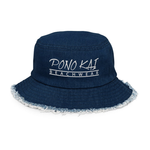 Pono Kai Distressed Denim Bucket Hat