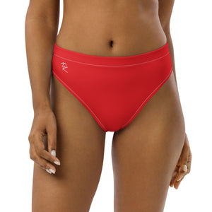 Pono Kai Alizarin Orange Red Recycled High-Waisted Bikini Bottom