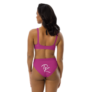 Pono Kai Med Red Violet Recycled High-Waisted Bikini Set (WHT logo)