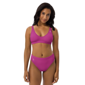 Pono Kai Med Red Violet Recycled High-Waisted Bikini Set (WHT logo)