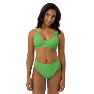 Pono Kai Mantis Green Recycled High-Waisted Bikini Set (BLK Logo)
