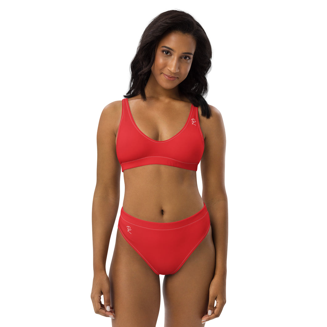 Pono Kai Alizarin Orange Red Eco High-Waisted Bikini Set